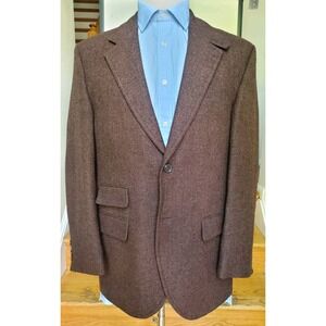 Hugo Boss Neiman Marcus Coffee Brown 100%Tweed  Wool Sports Coat Sz 40R Hunting